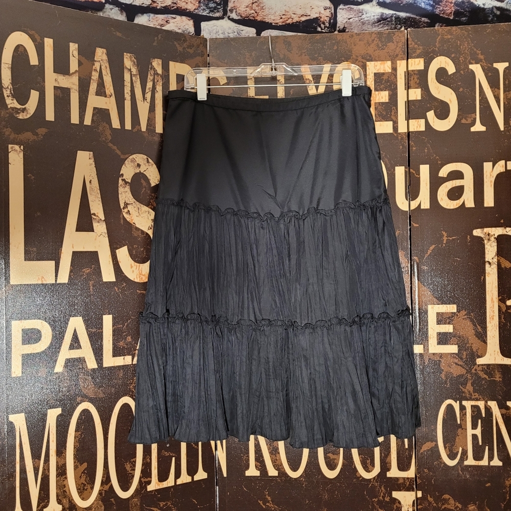 3 For $30😃 Y2K Black Tiered Layered Ruffled Hem Pleated Peasant Skirt Old Navy